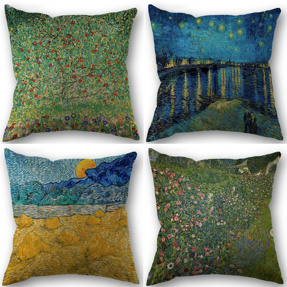 Van Gogh Pillowcase Wedding Decorative Linen Pillow Case For Home Pillow Cover 45X45(One Sides)