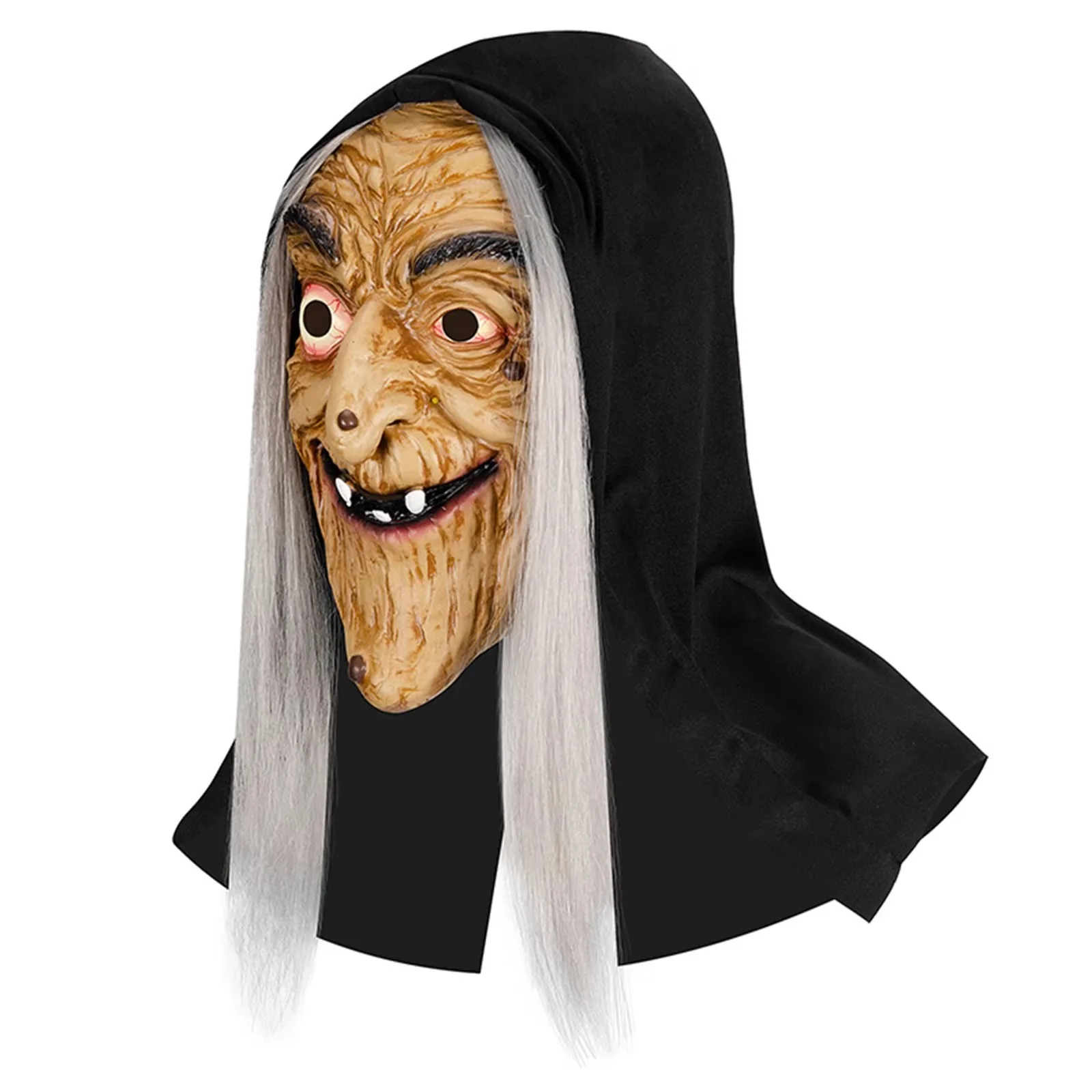 Movable Jaw Mask Non-Toxic Skull Mask Latex Headgear Wrinkled Scarf Masks Skull Helmet Outdoor Decor Halloween Masquerade Mask