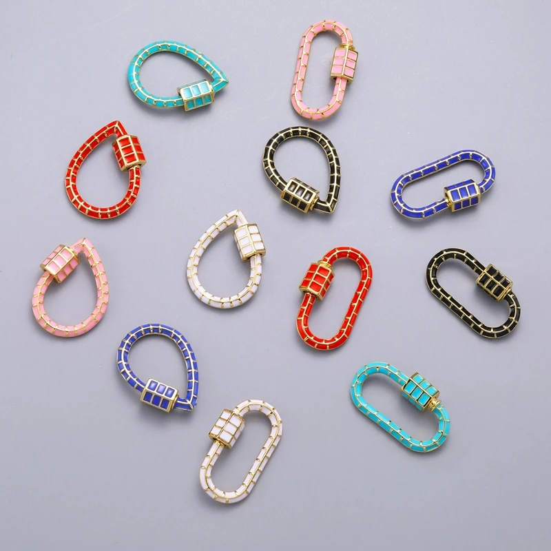 Juya Handmade Fashion Enamel Carabiner Fasteners Screw Lock Clasps Accessories For DIY Gothic Mesh Chains Pendant Jewelry Making