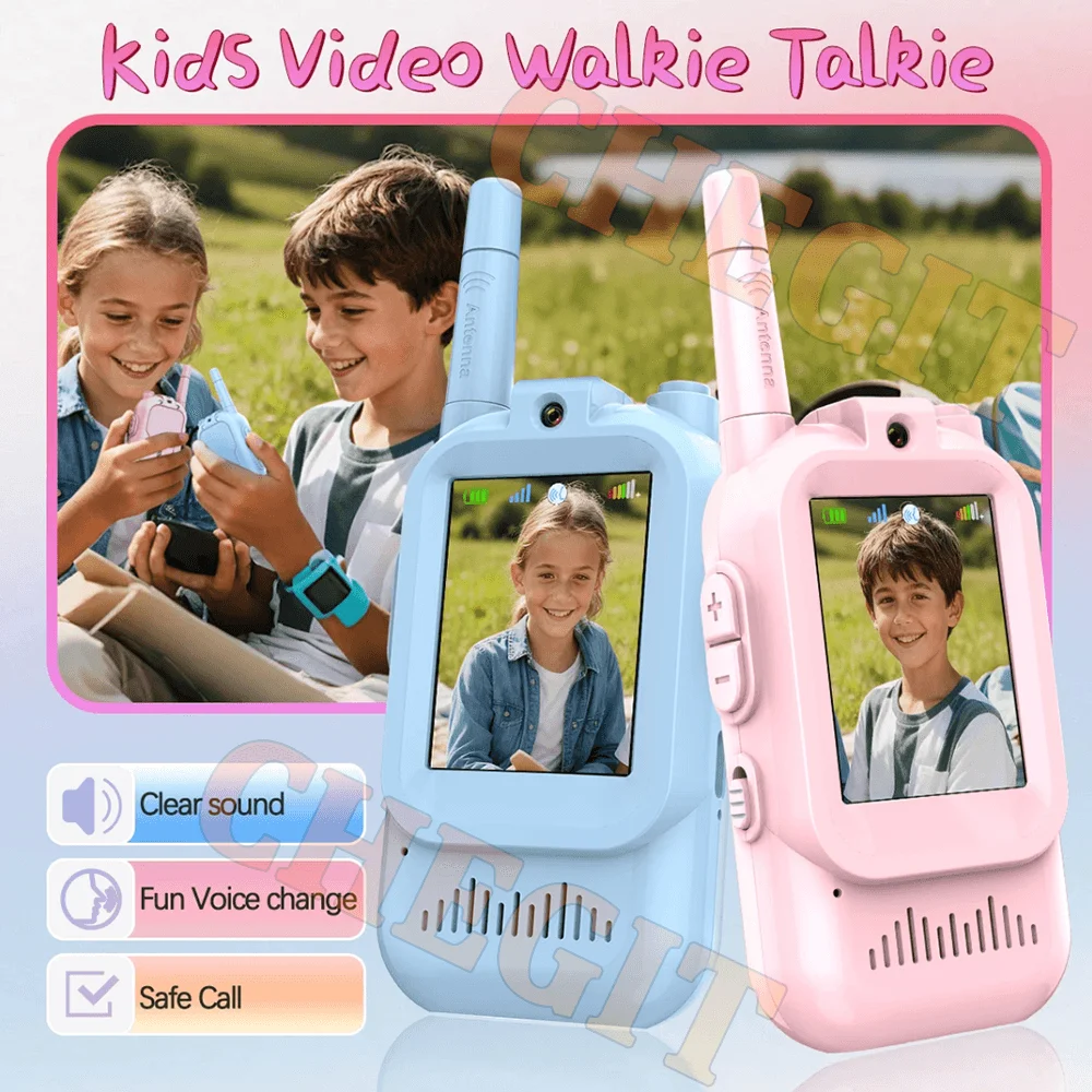 Walkie Talkie de vídeo para niños JK200, pantalla HD, USB-C, intercomunicador recargable con un solo clic para niños, tecnología de dispositivos, regalo de Navidad