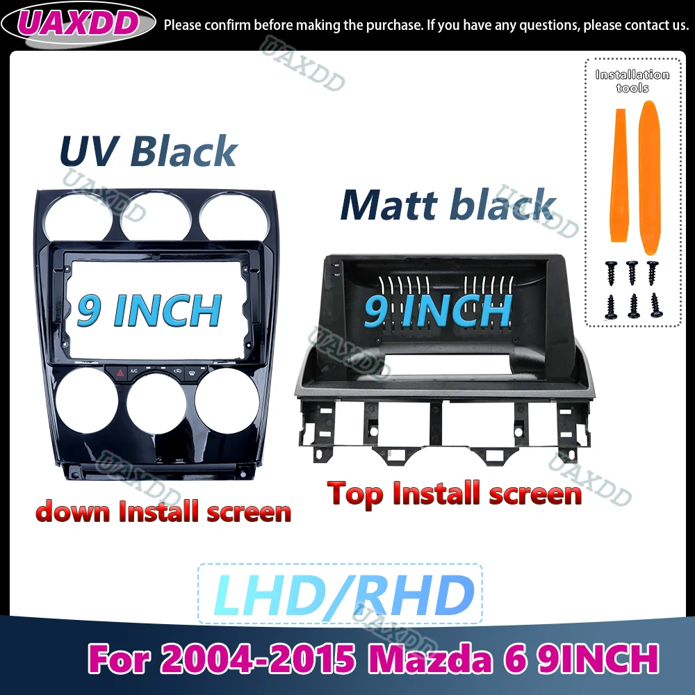 

UAXDD Android рамка Комплект панели для Mazda 6 2004-2015 9 дюймов LHD RHD UV Черный MANUAL AUTO AC 2 Din Автомобильный кабель видеоадаптер