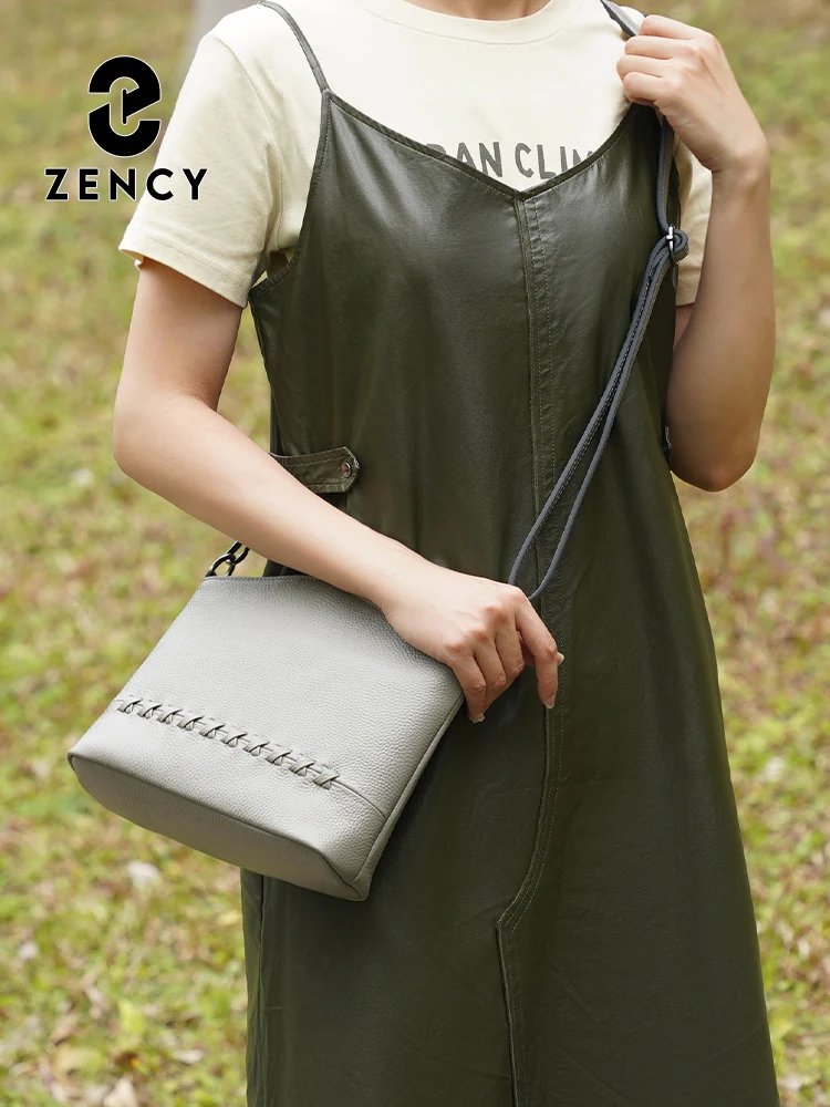 Zency Cowhide Leather Designer Bag Commuter Large Capacity Totes Handbag Simple Large Capacity Women Crossbody Bag Satchel