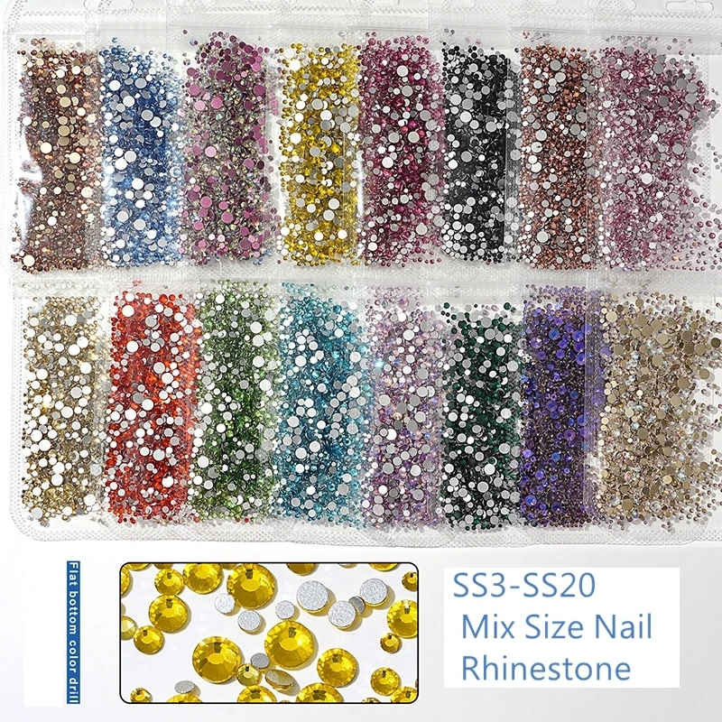 Mix Size SS4-SS20 Clear Crystal AB Non HotFix Rhiestone Flatback Decorations DIY Glitter Strass Stones 3D Nail Art Accessories