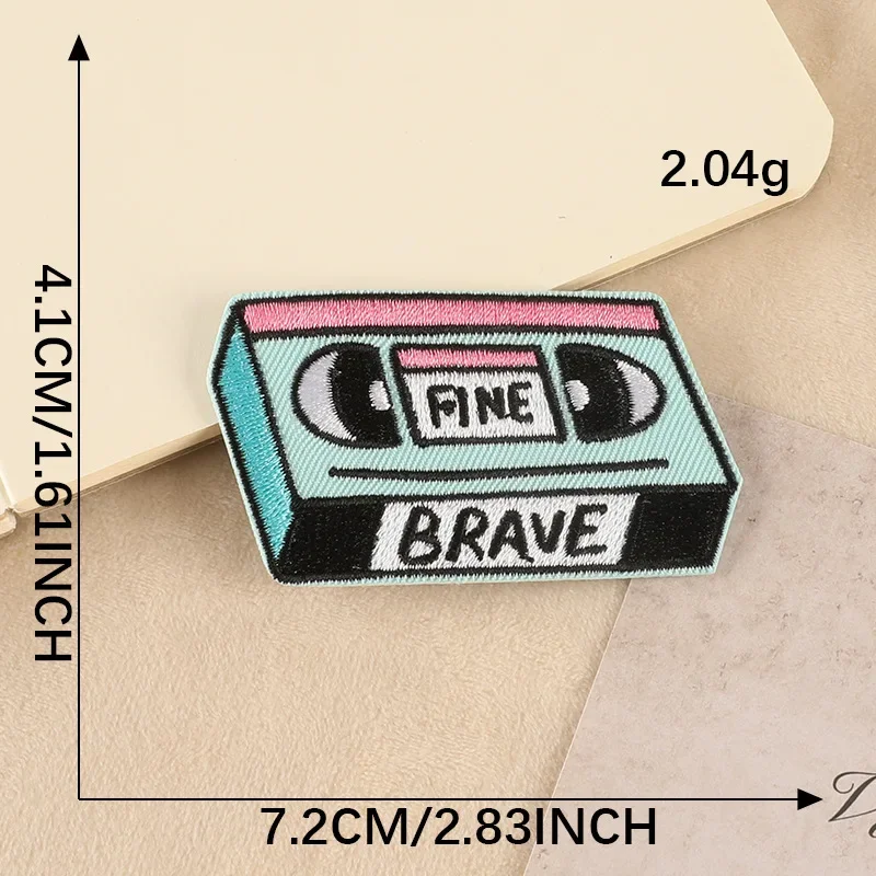 Audiotape Daily Necessities Patch For Clothing Backpack Decoration Small Applique Iron On Embroidery Patches Badge