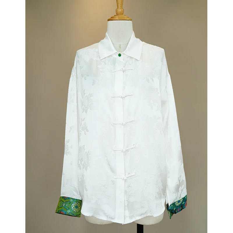 

Шелковый костюм Тан с воротником Сун Цзинь и нефритовыми пуговицами, женский, из натурального шелка, традиционный китайский стиль