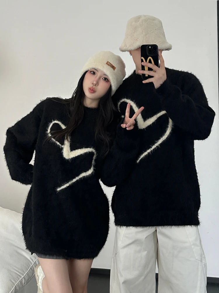 Idle Sle Couple Love Sweater Men's and Women's Autumn and Winter American Fashion Brand Soft Glutinous Artificial Mink Hair...