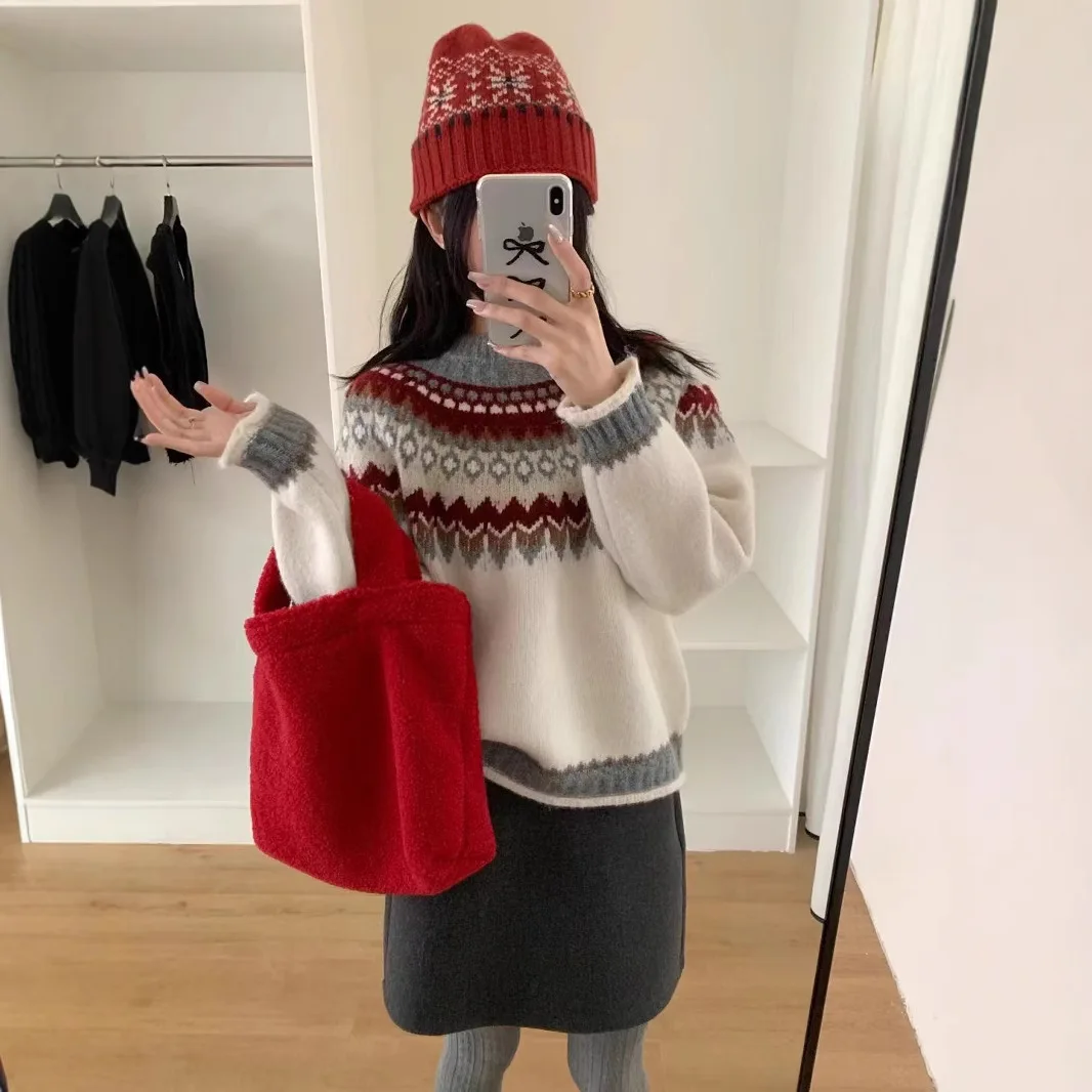 

Casual Loose Sweater for Woman Winter Women's Long Sleeve Knitting Sweater Knitwear Pullovers Vintage Female Tops Clothes CQ393