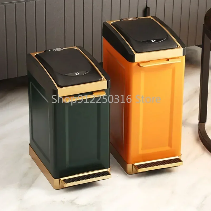 Waste Bin Room Automatic Sealing  Black Kitchen Cleaning Garbage Basket Bathroom Dustbin Design Lixeira Home Organization  Bins