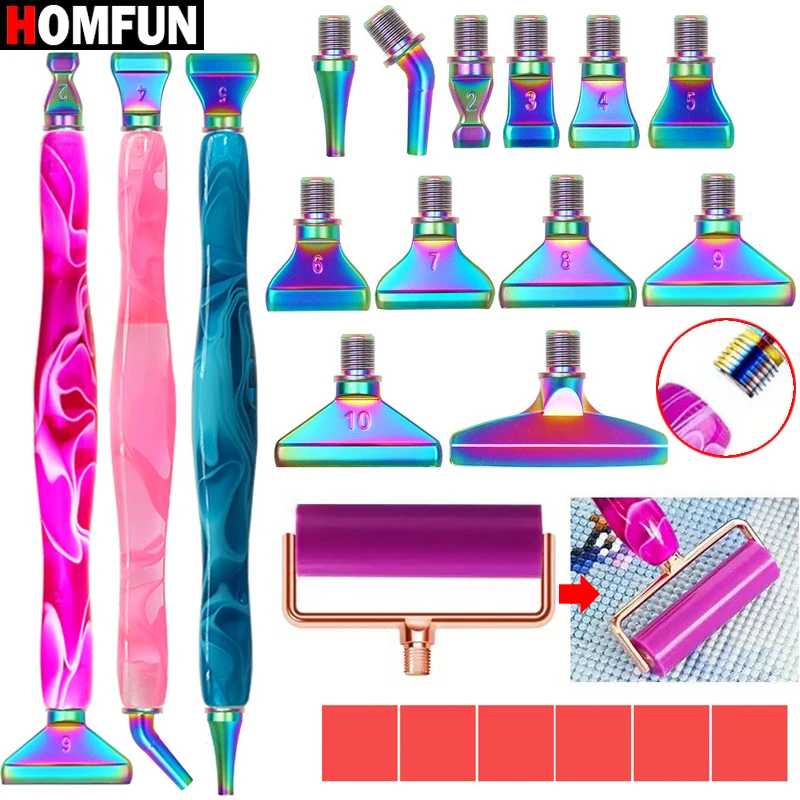 HOMFUN 22 Piece Diamond Painting Art Pen Kit: Ergonomic Comfort Grip, Precision Steel Tips Roller & Clay in Gift Box, Ideal DIY