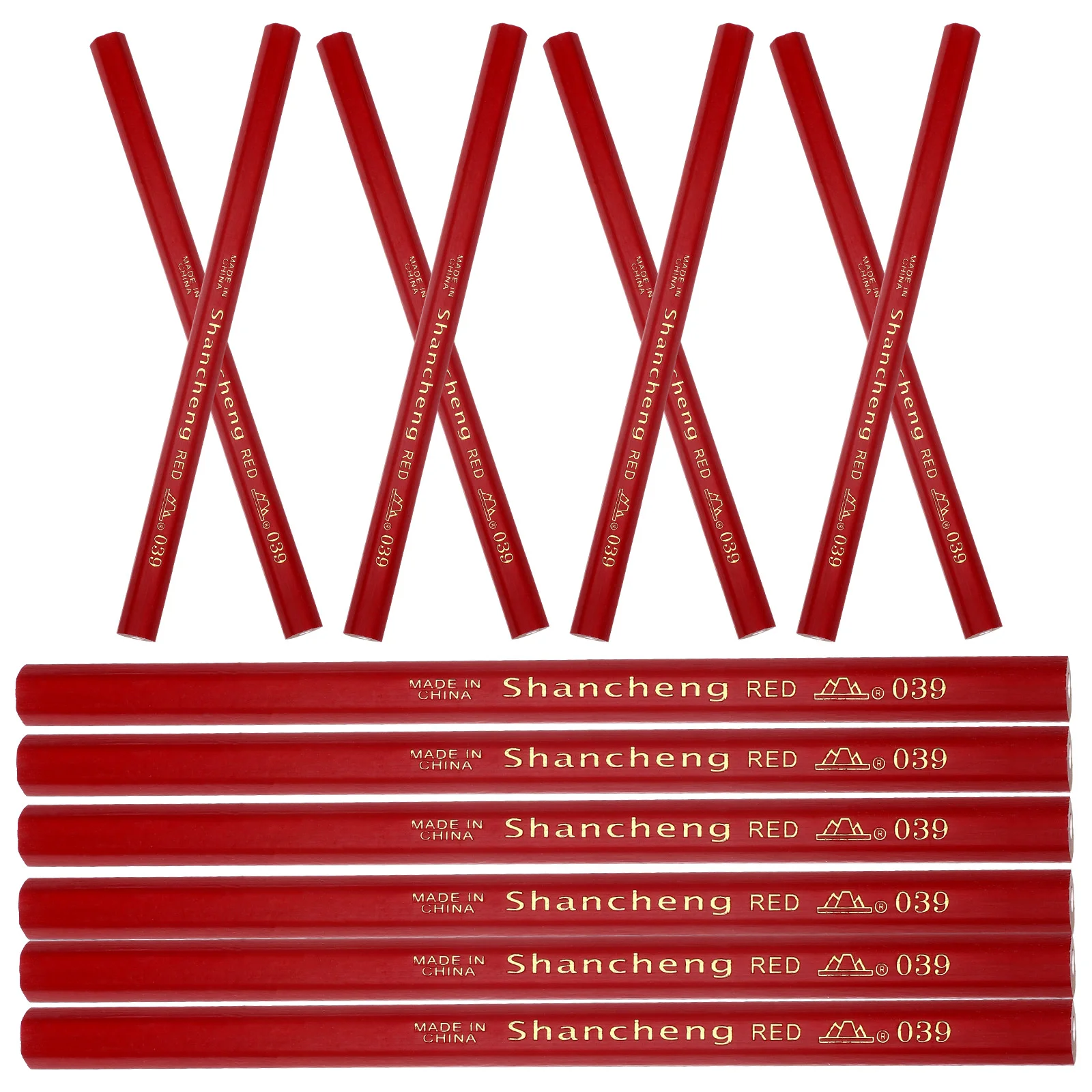 20 Pcs Red Hex Pencil Engineering Drawing Supply Heavy Maker for Construction Wooden Carpenter Pencils Marking Tool Carpentry