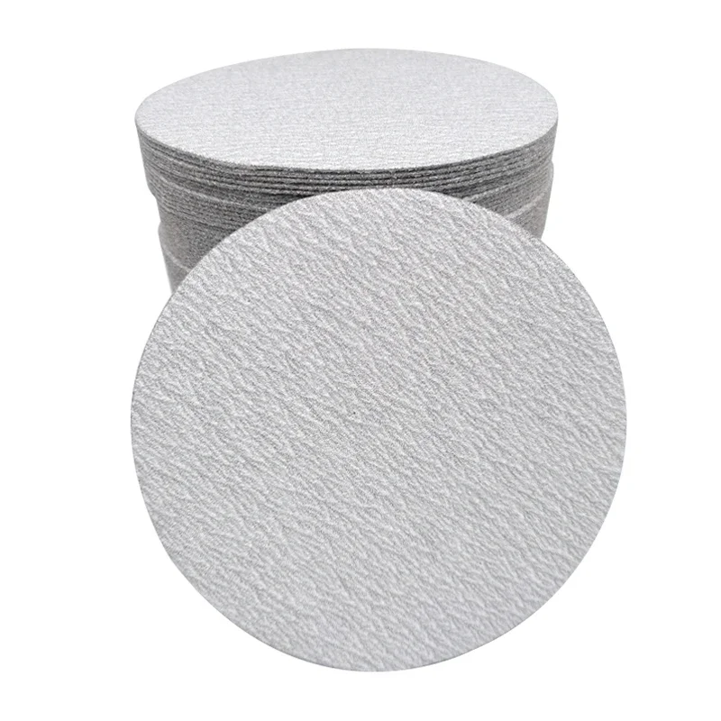 100 Pcs Car Polishing Putty 5 Inch Sandpaper 125mm White Round Flocking Self-adhesive Grinding Machine Polishing Sheet