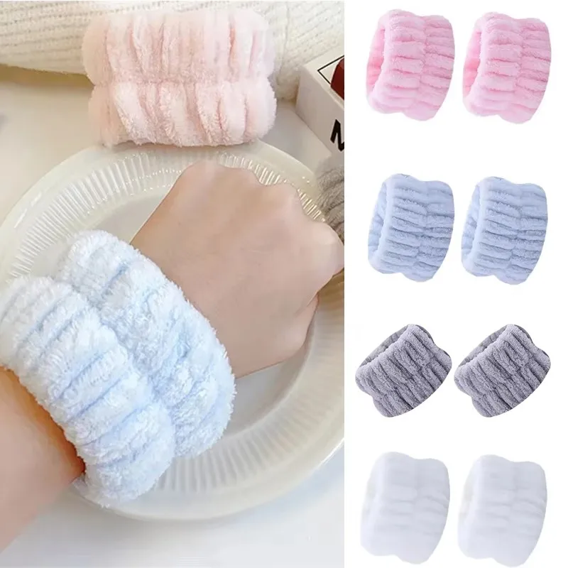 1/2/3/4/6Pcs Face Wash Wristband Set Women'S Headband Wristbands Absorbent Waterproof Wristbands Makeup Face Wash Hair Bands