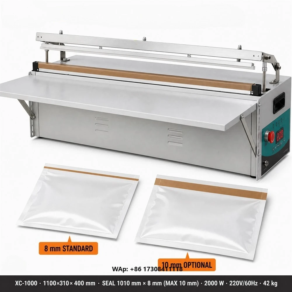 XICANG 1010mm Continuous Heat Sealer 12m/min, One Pass Sealing Large Food Textile Bags No Segment Re-Sealing