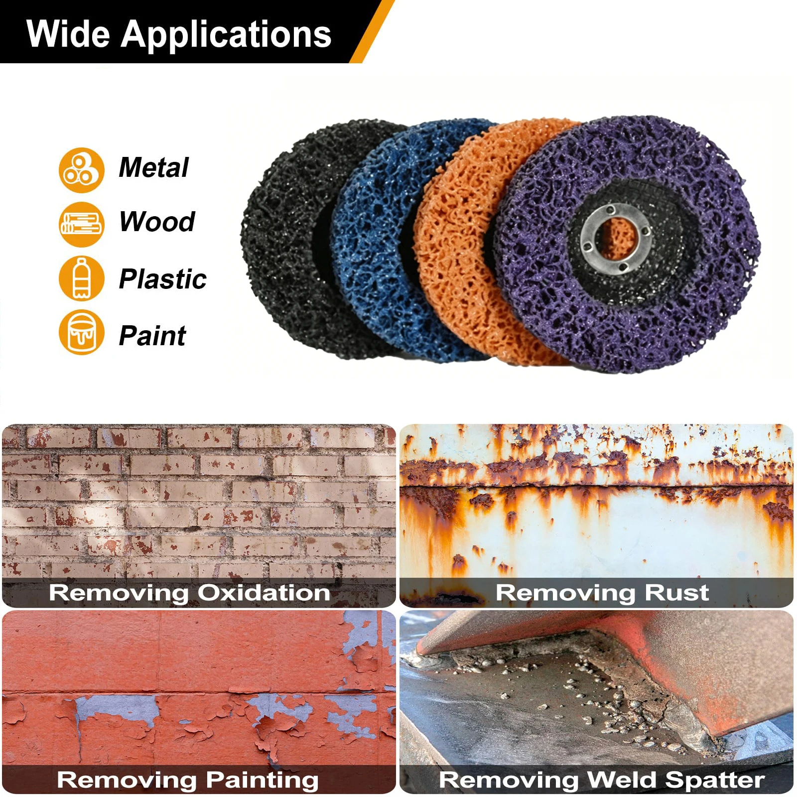 3/4/6 Pcs 5 Inch Strip Discs Stripping Wheel Fit Angle Grinder Clean and Remove Paint Coating Rust Welds Oxidation