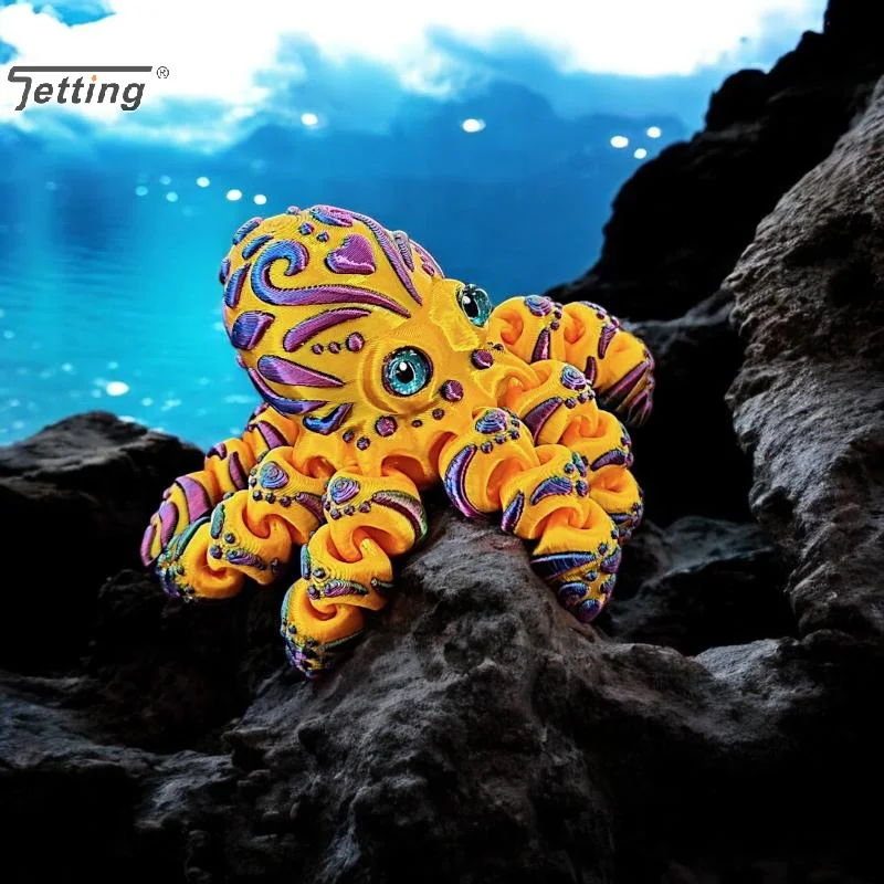 3D Printed Octopus Figurine With Articulated Flexible Tentacles Colorful Patterns For Home Decor Ocean Lovers Collection Gifts
