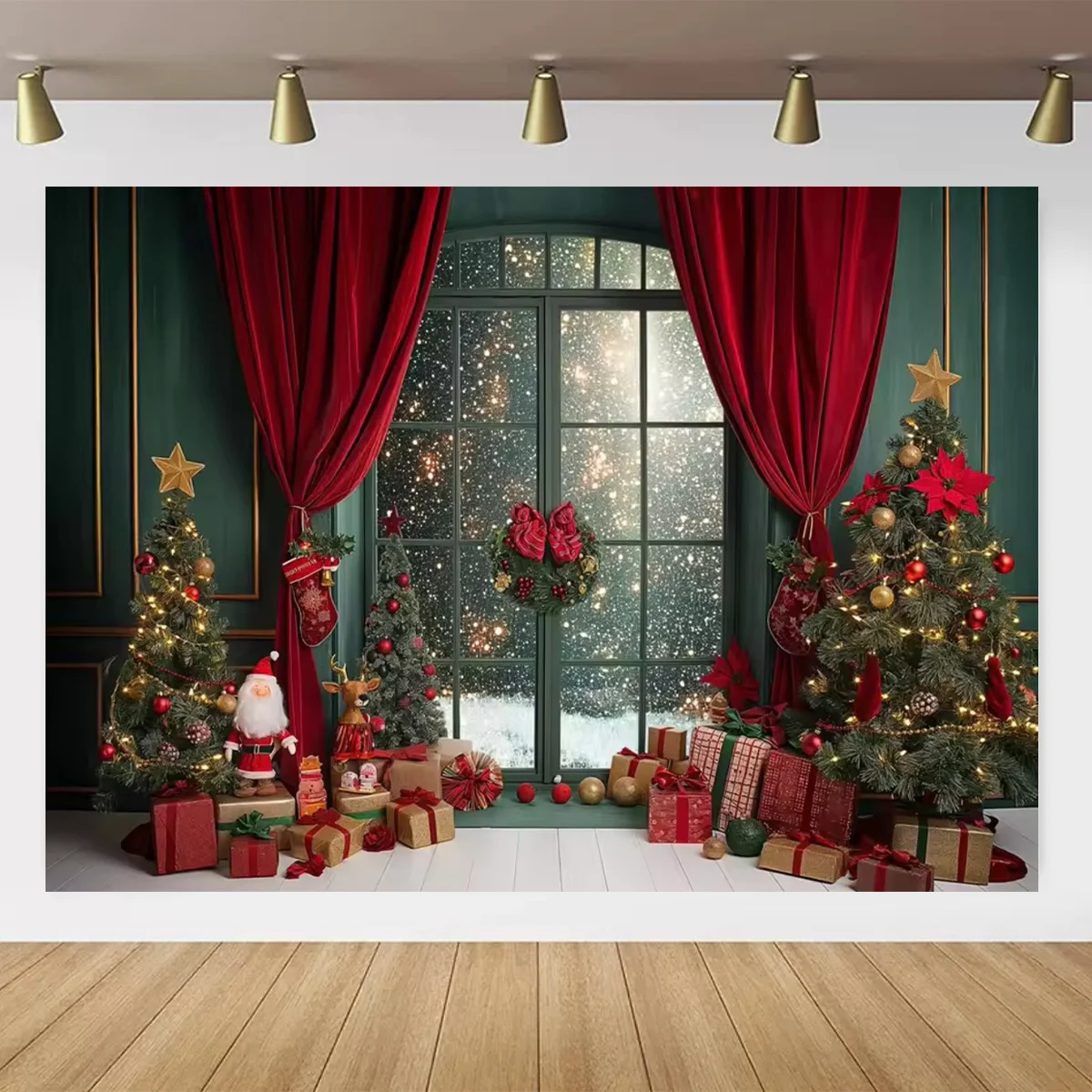 Santa Claus Street House Front Background Children Baby Photography Props Children Adult Party Christmas Photography Background