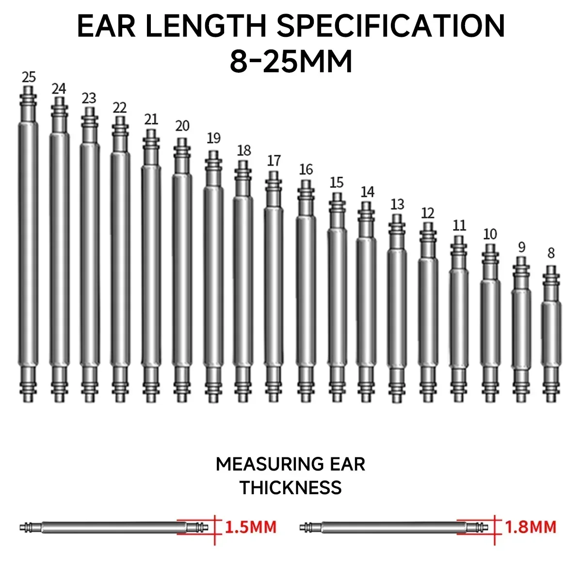 270pcs/set Strainless Steel Spring Bars Dia 1.5mm/1.8mm length8mm - 25mm/6mm - 23mm Watchband Strap Belt Watch Repair Tools Pin