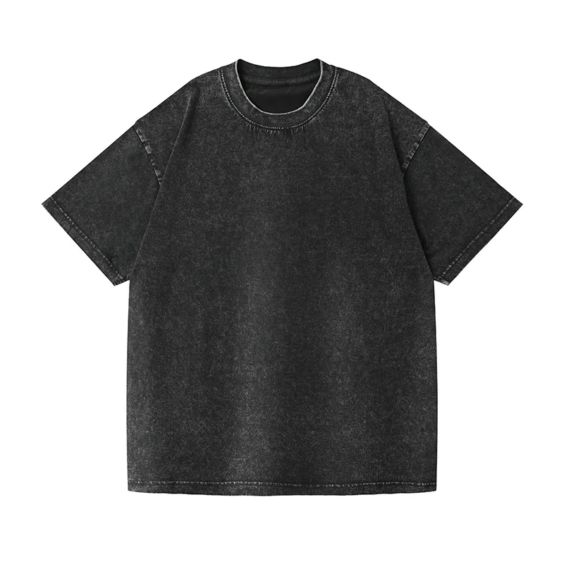 Plus Size Thick Heavy mens Washed Vintage T-Shirt Summer Casual T Shirts Short Sleeve Loose Crewneck Cotton Tops for Women Men image 3