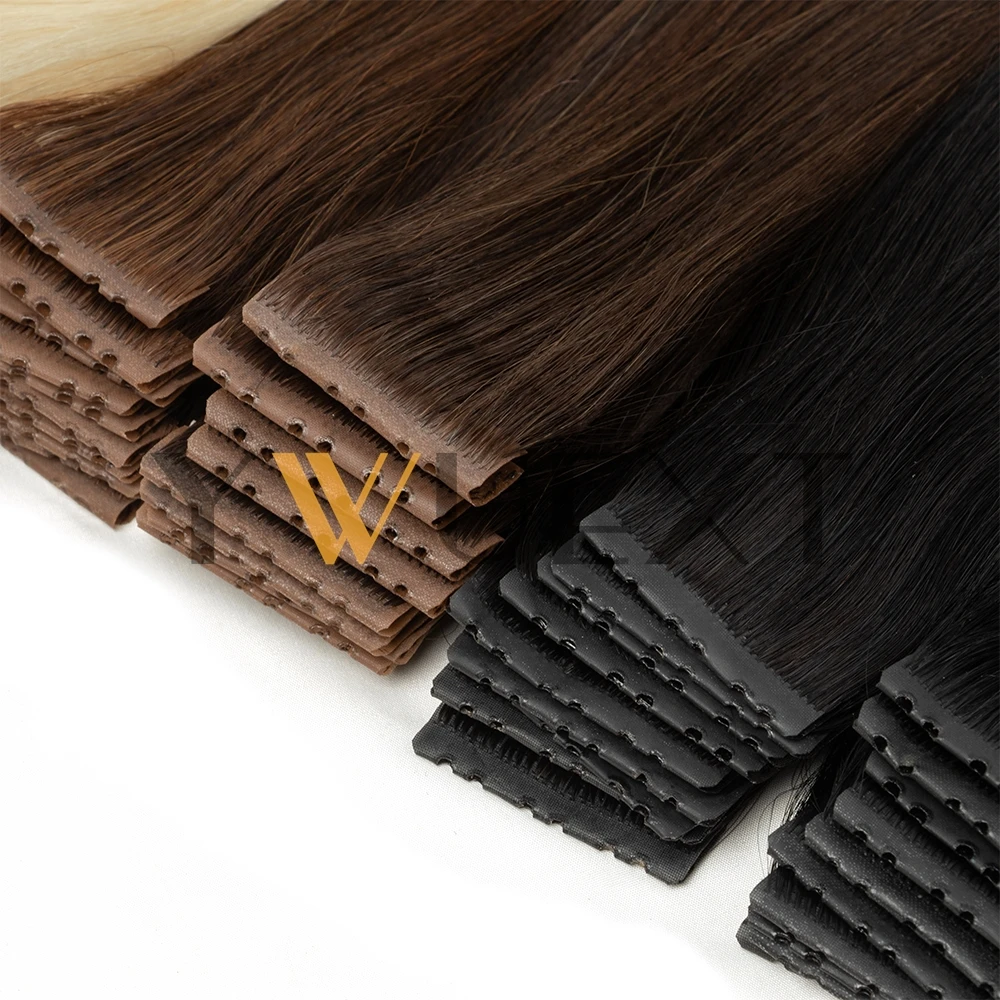 Double Inject PU Skin Weft Hair 4cm Width Twin Tabs Human Hair 12