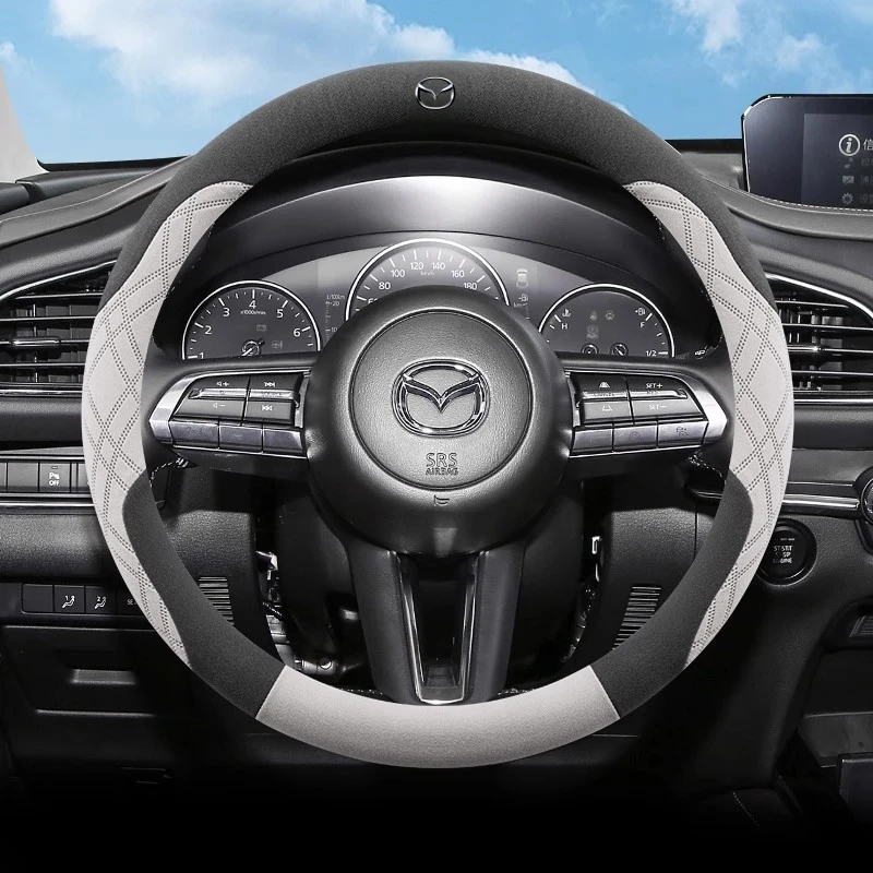 

For Mazda2 3 6 SKYACTIV Axela Atenza CX30 CX5 CX8 CX9 MX5 RX8 RX7 BT50 Suede Leathe Car Steering Wheel Cover Auto Accessories