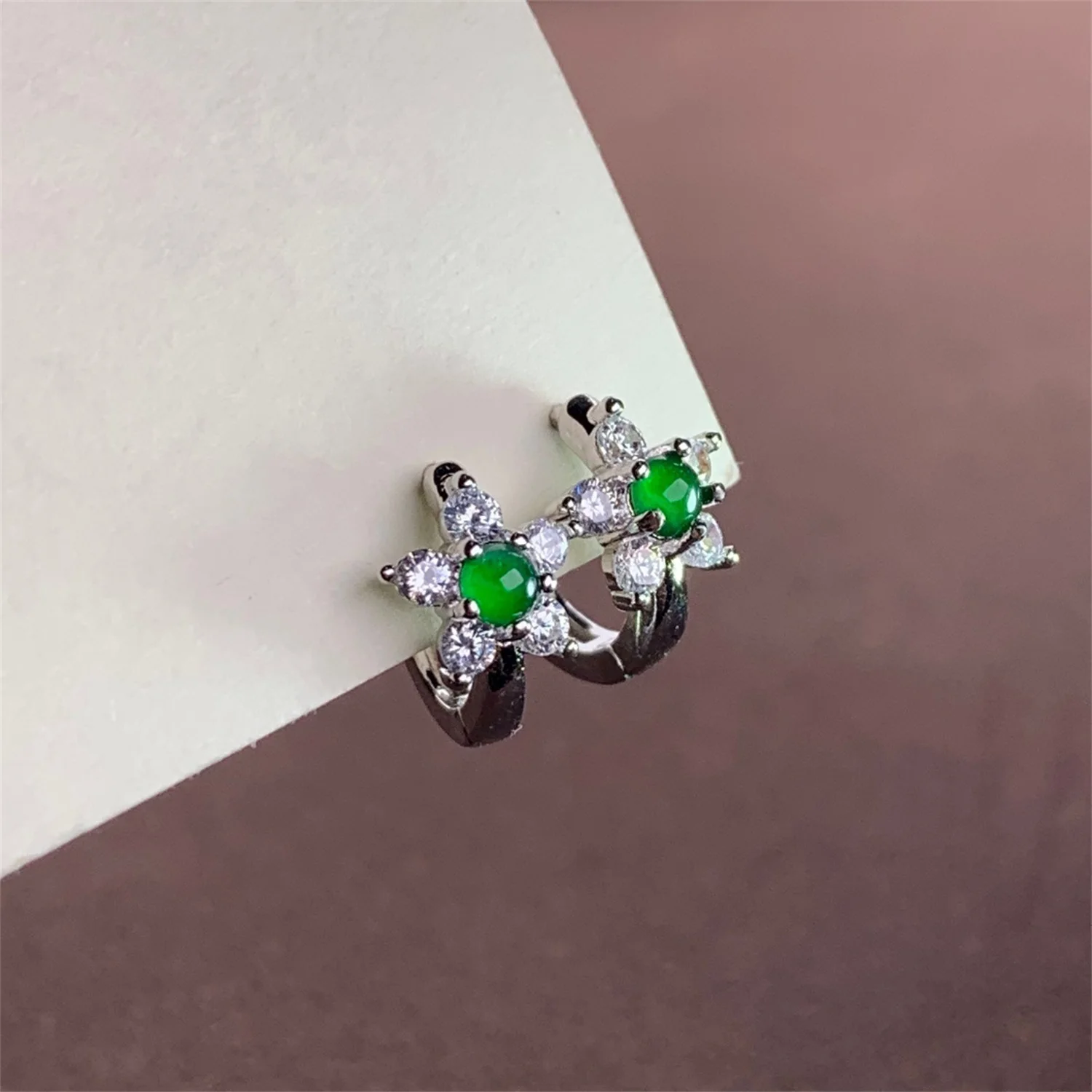 Real Guatemalan Jade Icy Translucent Vivid Green Cabochon Studs Gold Plated Sunflower Motif Elegant Women Party Daily Wear Fine