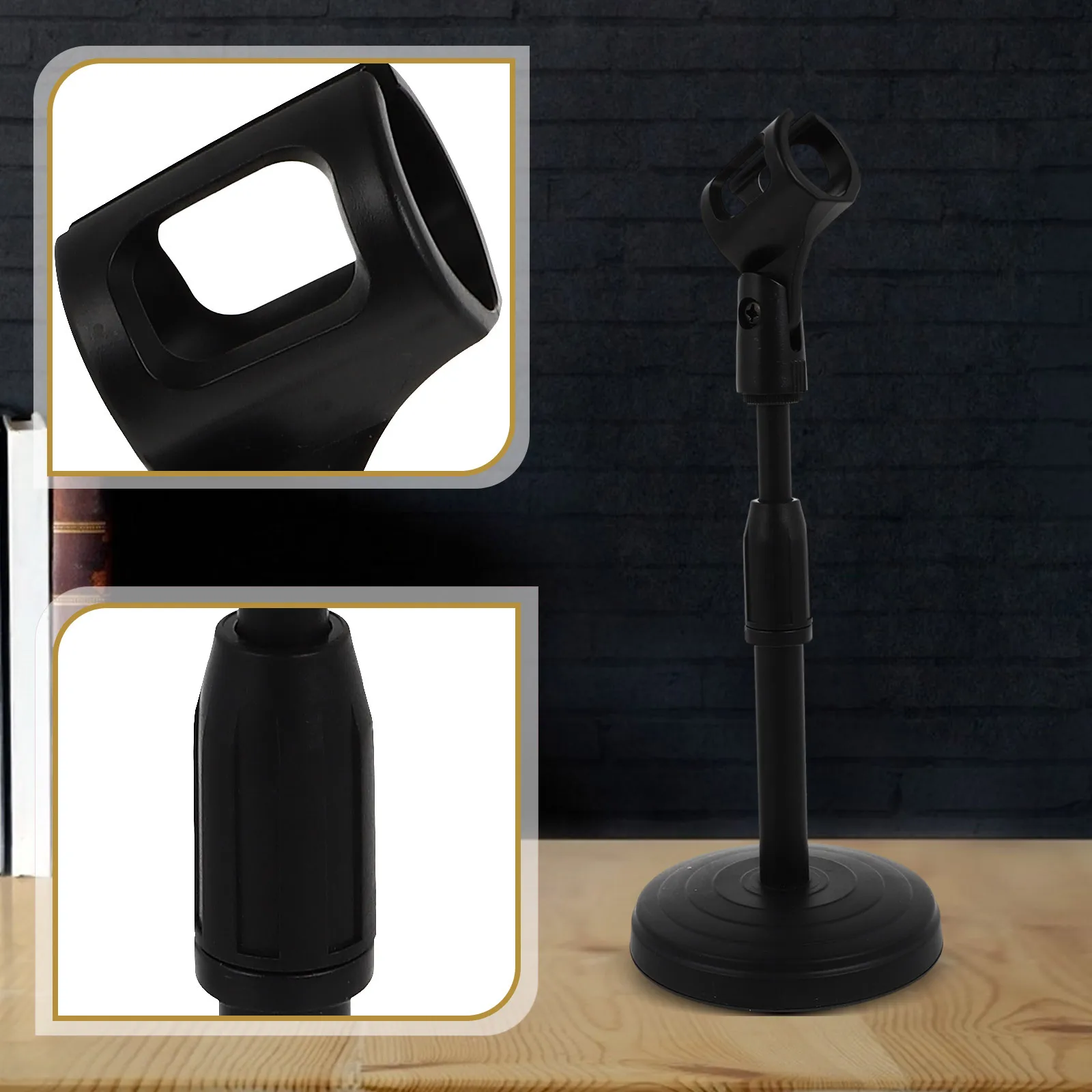 

1Pcs Universal Microphone Stand Black Desktop Mic Mount Flexible Adjustable Mic Holder for Recording Podcasting Online Meeting