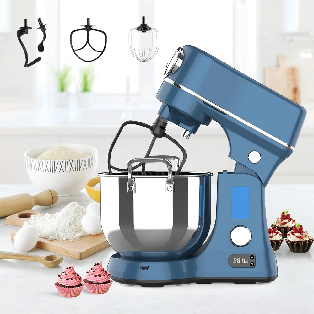 

Premium LED Display 6 Litre Metal Cast DC Motor 800w Super Quiet Low Noise Household Stand Mixer For Baking Cake Dough Kneading