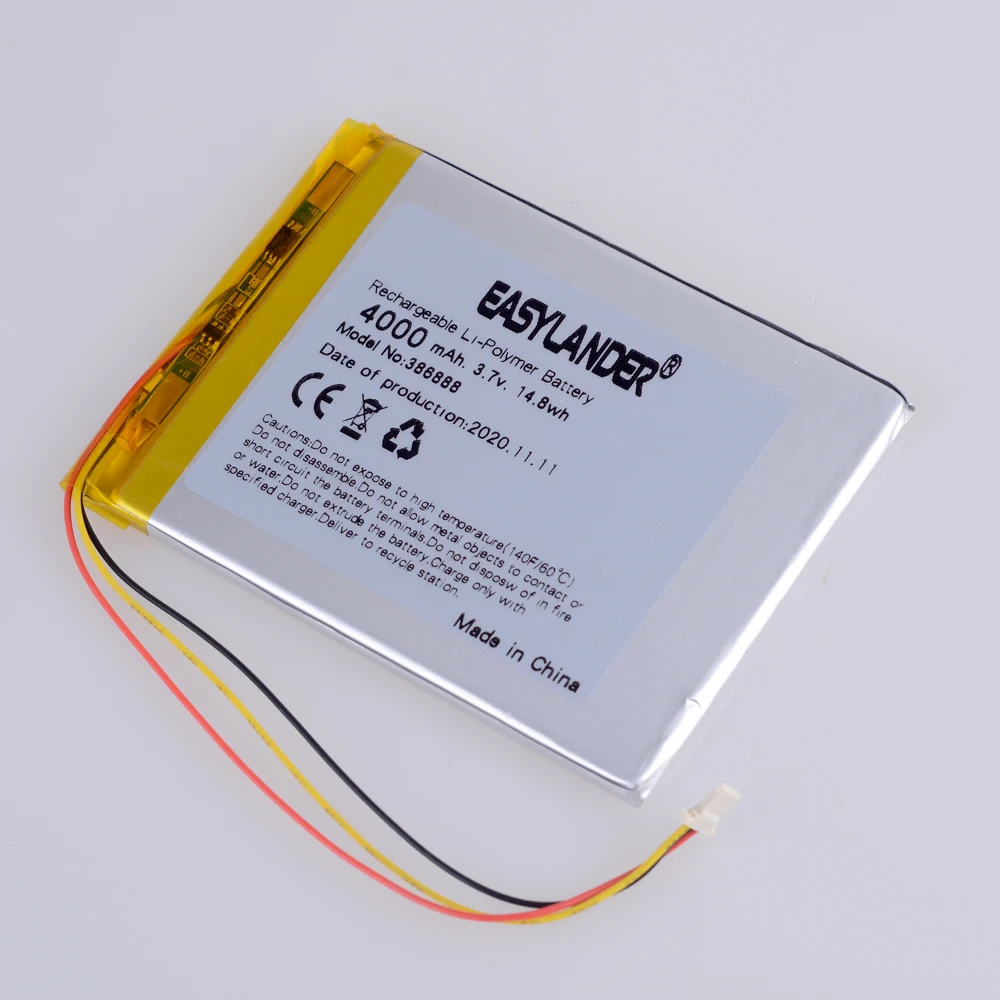 3Wires 386888 3,7 V 4000 MAH Polimerowa bateria litowo-jonowa Ror Onyx Book Ceasar 2 DARWIN 3/4/5/6 E-BOOK Vasco De Gama PH 386888 PL