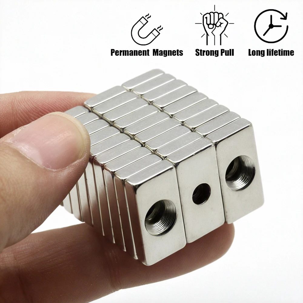 Super Powerful block Magnet with holes Neodymium Magnet NdfeB N35 Strong Permanent Magnetic imanes Refrigerator DIY