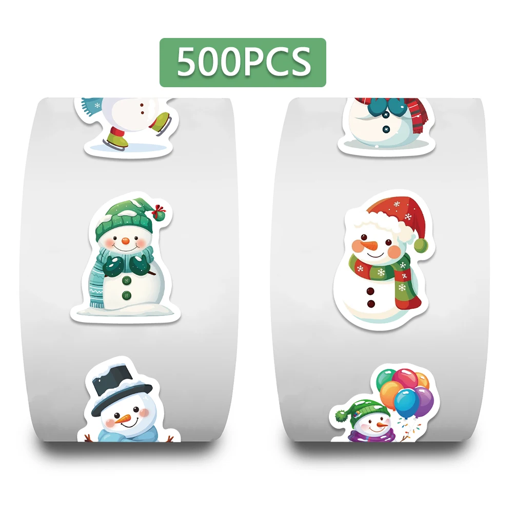 500PCS Cute Snowman Roll Stickers Cartoon INS Style Graffiti Decals For Notebooks Luggage Laptop Refrigerator Stickers Toy