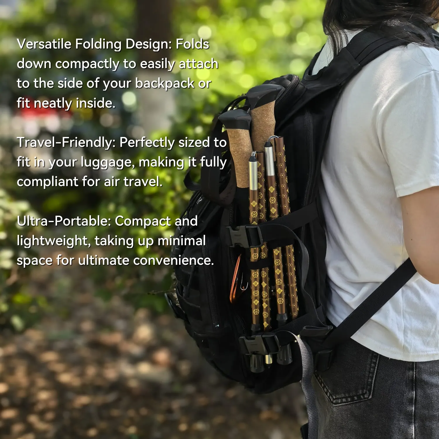 The New Foldable Trekking Pole  Adjustable in Length  for Outdoor Climbing, Hiking and an Excellent Assistant for Outdoor Sports