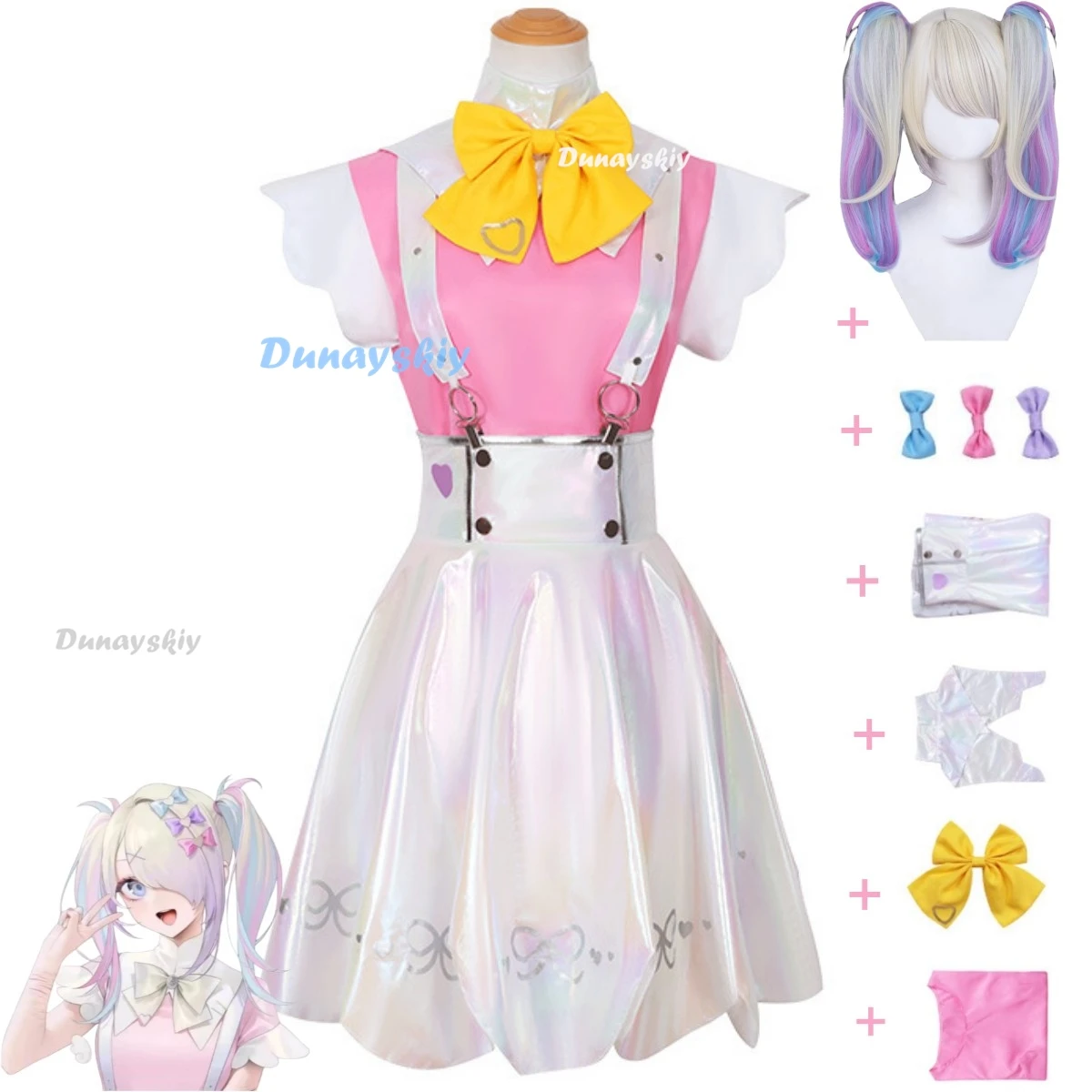 

Game Needy Girl Overdose Angel Ame KAngel Cosplay Costume Lovely Pink Camisole Skirt JK Uniform Woman Kawaii Christmas Suit