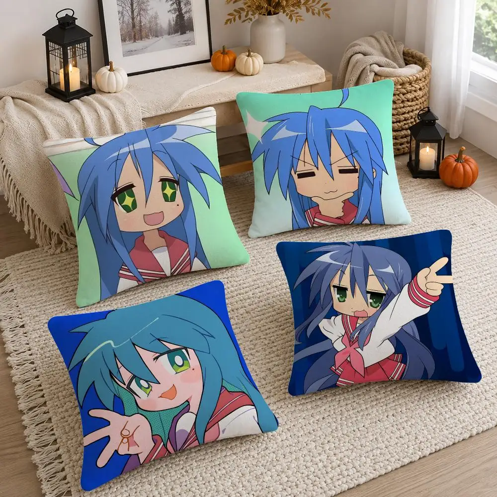 Anime Character Konata Cushion Cover Soft Fluffy Short Plush  Pillow Case  Sofa Bed Home Decor