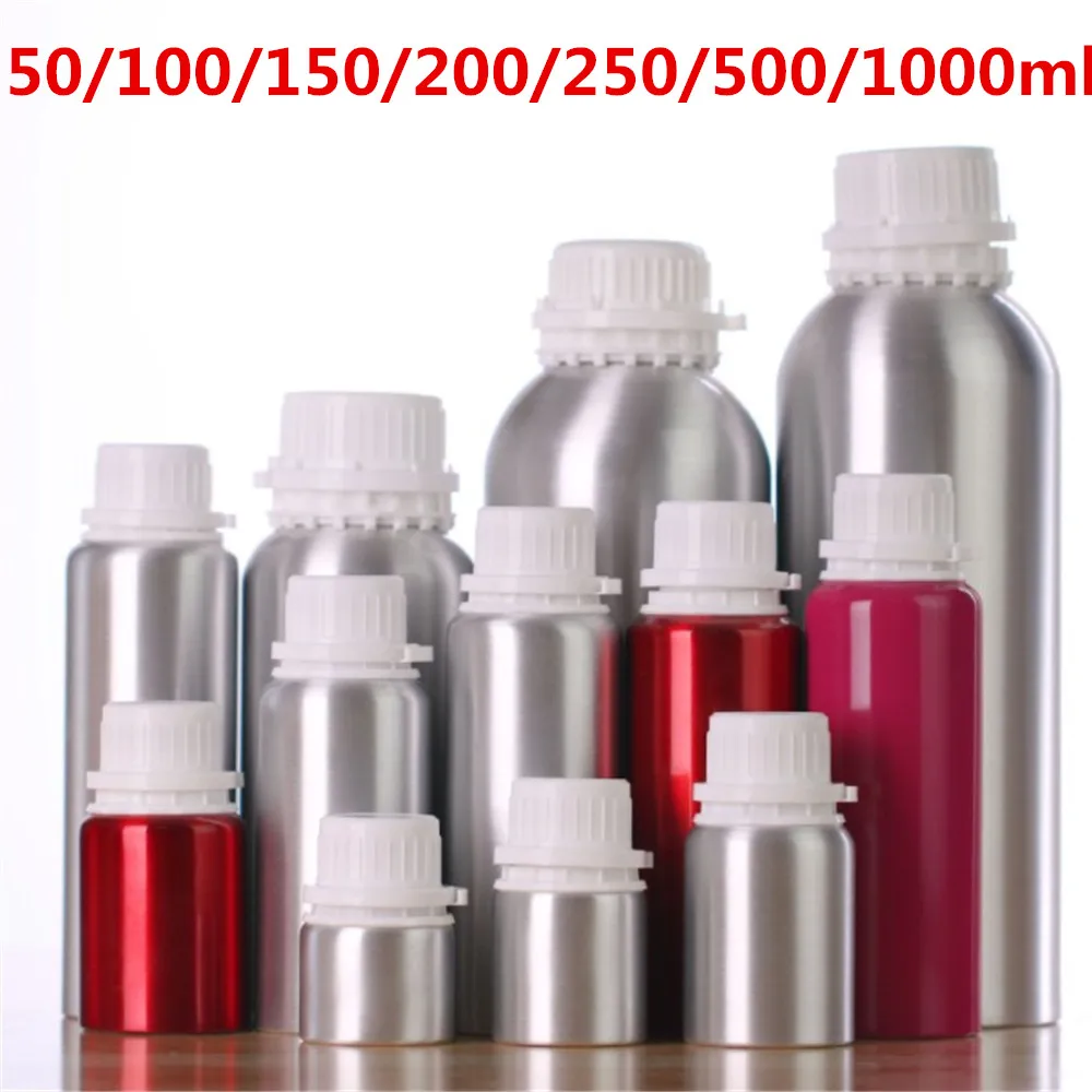 Botellas de Perfume de aluminio vacías, botella de maquillaje recargable de aceite esencial, contenedores cosméticos portátiles, 50/100/150/200/250/500 ml