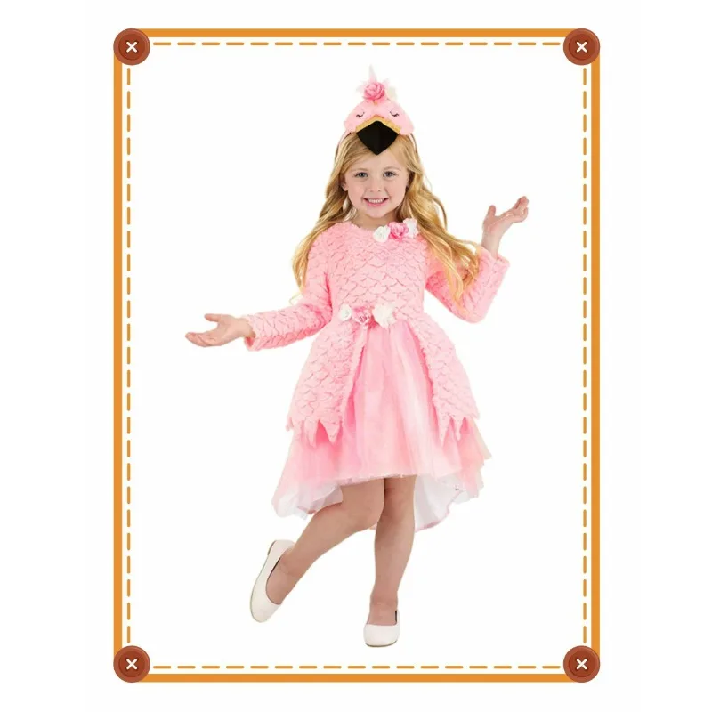 

Girls Fancy Flamingo Costume Dress Up America Pink Flamingo Costume for Kids Wildy Cute Fun Animal Halloween Dress Costumes