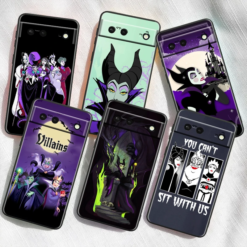 

Disney Dark Villains For Google Pixel 9 8 7A 7 6A 6 5A 5 4 4A XL 5G Black Silicon Shockproof Shell TPU Phone Case
