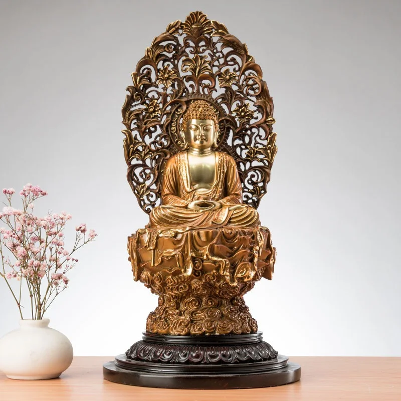 Asia Buddhist high grade Sakyamuni Amitabha Buddha statue HOME Protect family Safe healthy good luck Handmade COPPER Sculpture