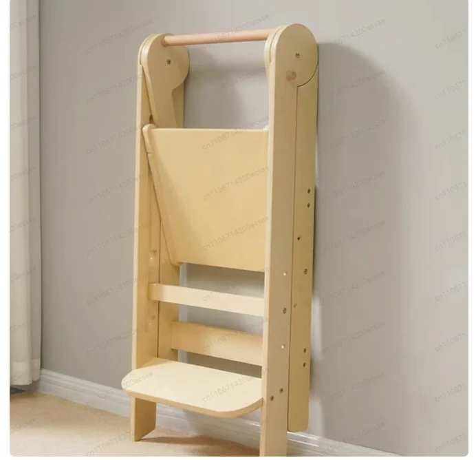Kids' Folding Learning Tower - Step Stool with Handrails for Bathroom & Kitchen, Safe Standing Platform for Toddlers