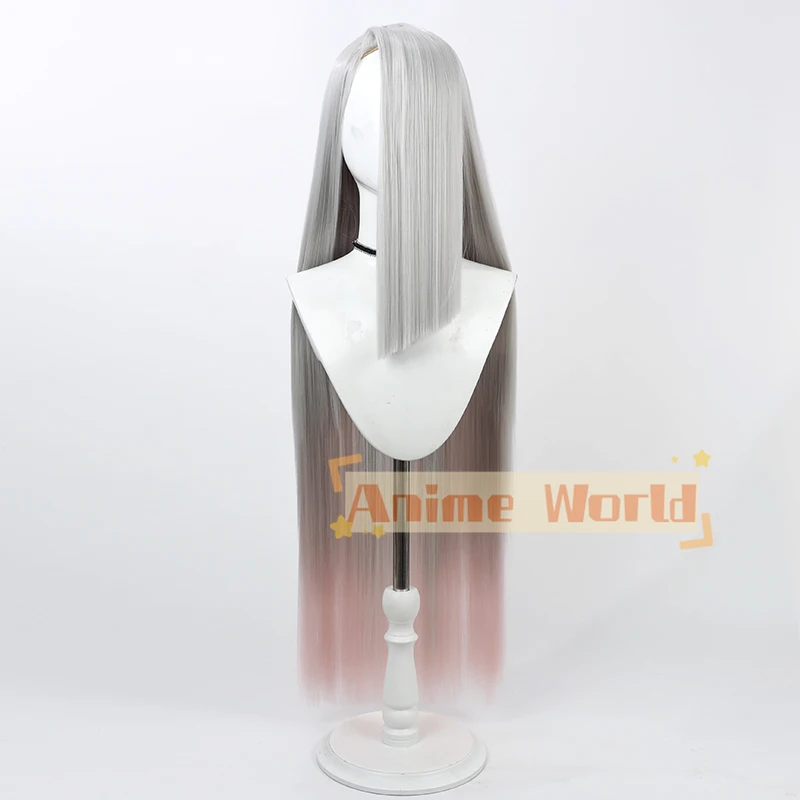 Game Hazbin Vaggie Cosplay Anime Hotel Vaggie Cosplay Wig  90cm Long Silver Gray Pink Purple Synthetic Hair Heat Resistant