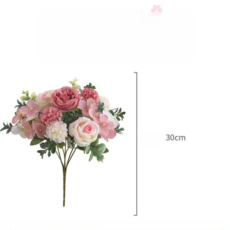 Simulation Retro Hortensien Rose Bundle Seide Gefälschte Blumen Künstliche Pfingstrose Europäischen Champagner Blume Tisch Dekoration Pflanze – Detail 1
