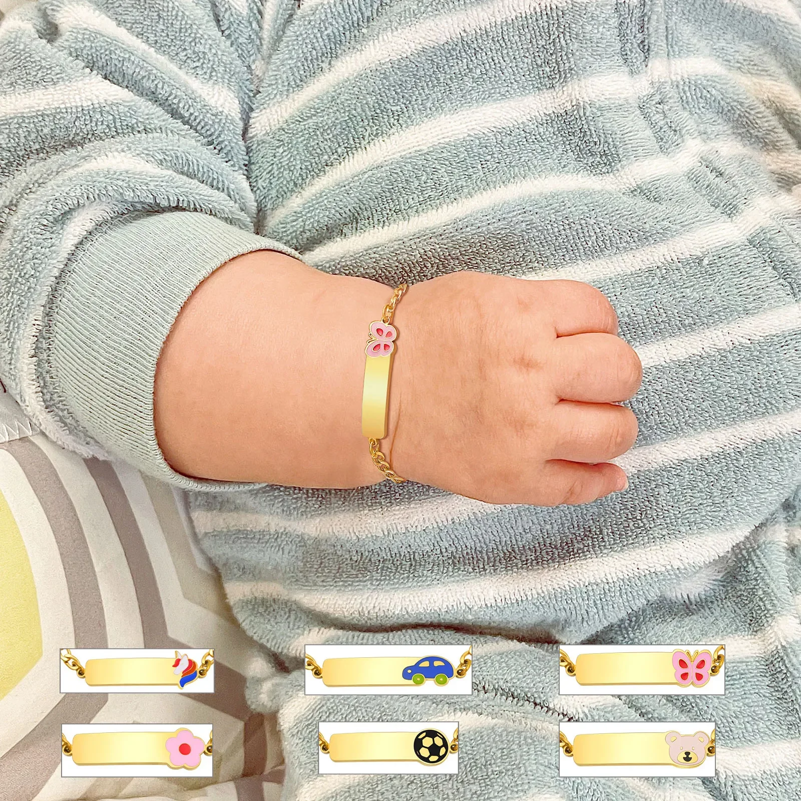 Engraving Personalized Name Bracelet for Girl Boy, Adjustable Chain Stainless Steel Birthday Gift Not Allergenic Nickel-free
