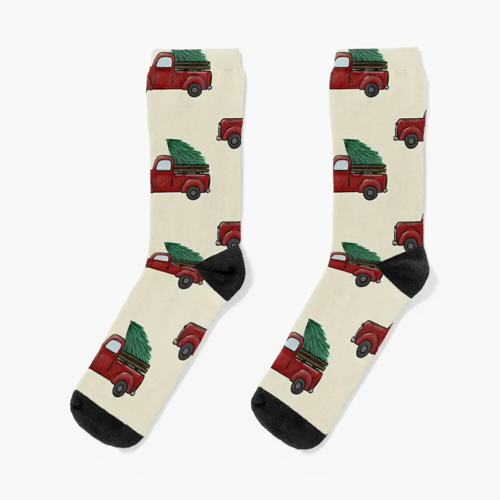 

Christmas red truck Socks designer golf heated cycling Men's Socks Luxury Women's