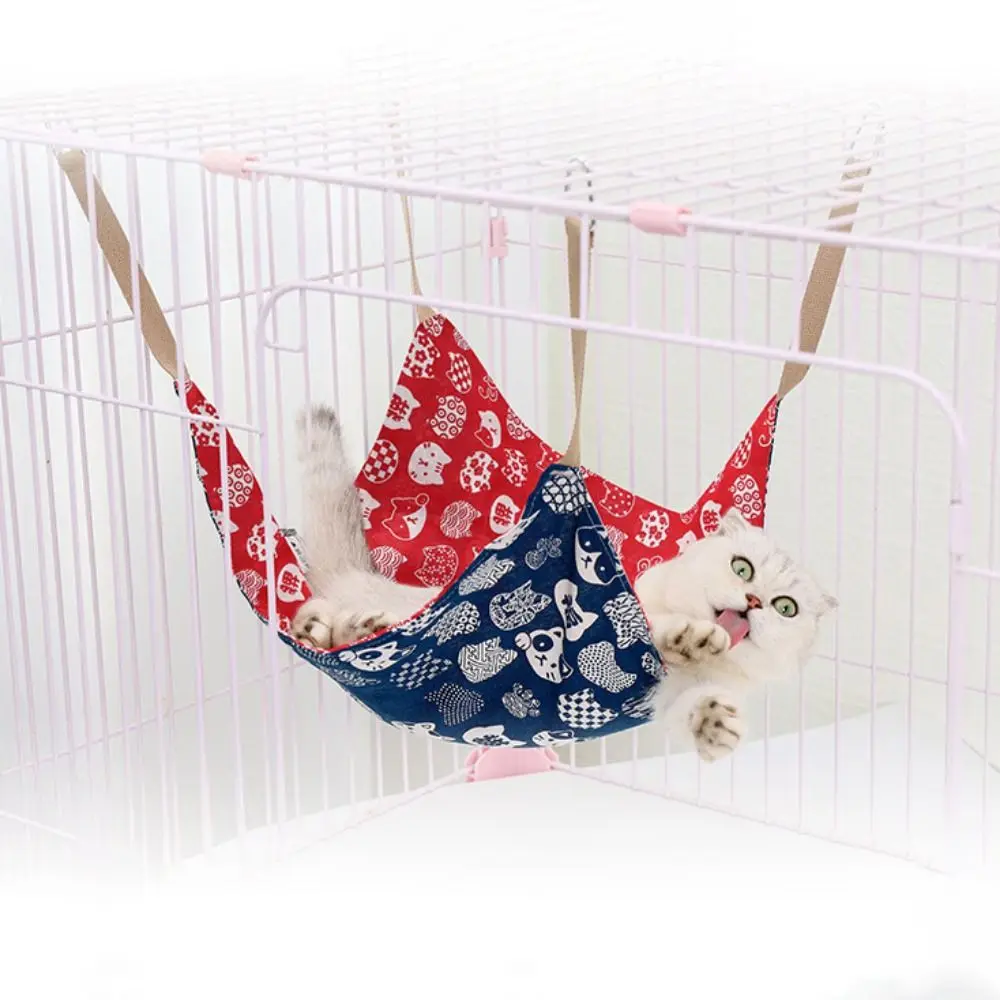 Amaca traspirante in cotone e lino per gatti resistente all'usura altalena morbida per gatti multicolore con gancio per appendere letto per amaca per gatti per interni