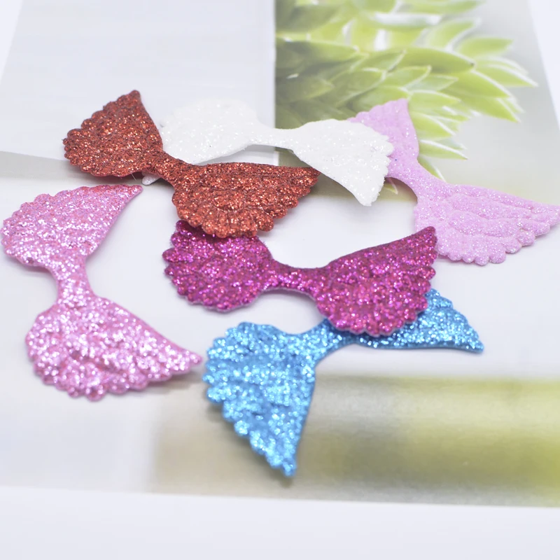 20Pcs 50*30mm Glitter Nonwoven Angel Wing Appliques Cupid Wing Fairy Wing for DIY Clothes Patches Headwear Bow Decor Accessories