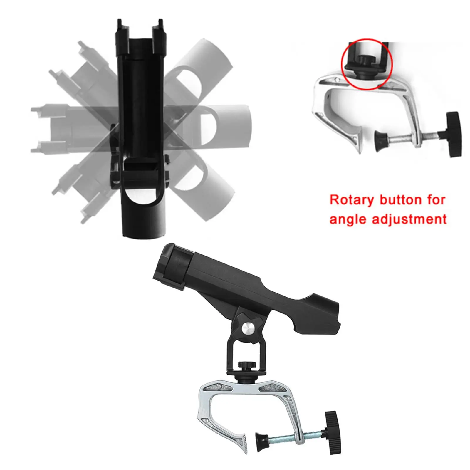 Pesca ajustável Rod Holder, Swivel Deck Mount, braçadeira grande abertura, Trolling titular para caiaque, iate, canoa doca, 360 graus