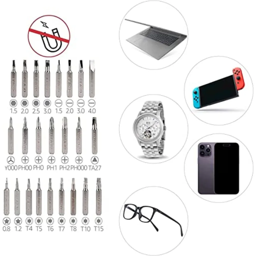 73Piece Magnetic Ratcheting Wrench and Electronics Precision Screwdriver Set with Extended Reach and AntiSlip Handles for Autom