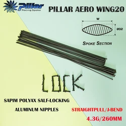 Pillar WING 20 Spoke & 1420 Racing Spokes Straight Pull/ Bend type Black