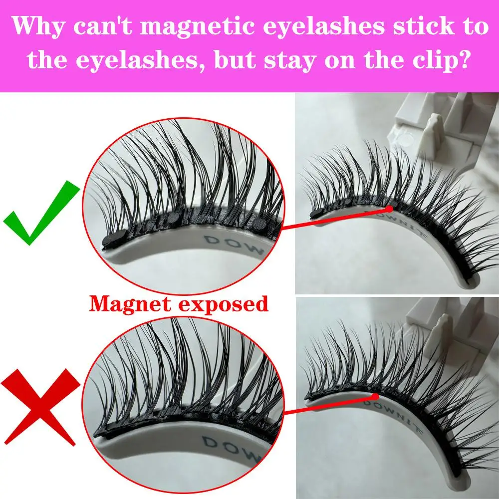 2 Pairs 3D Magnetic False Eyelashes Set Artificial Pen Tweezers Waterproof Reusable Eyelash Curler Makeup Tool for women