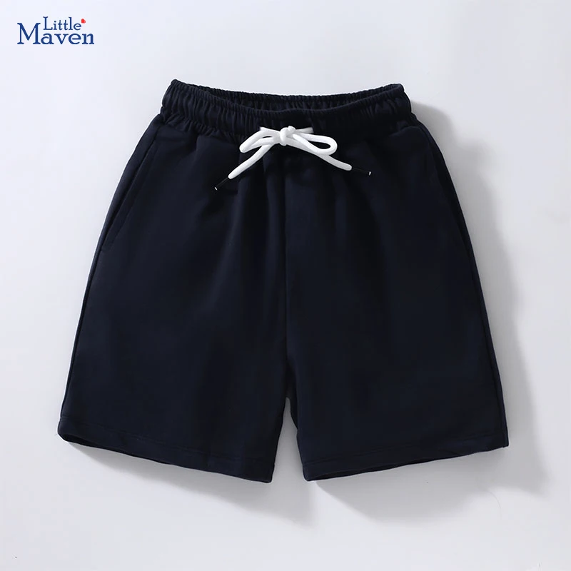 Little maven Baby Boys Teenagers Summer Clothes Children\'s Clothing Sports Solid Black Color Short Pants Cotton Kids