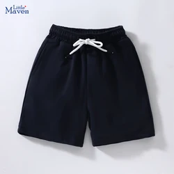 Little maven Baby Boys Teenagers Summer Clothes Children's Clothing Sports Solid Black Color Short Pants Cotton Kids